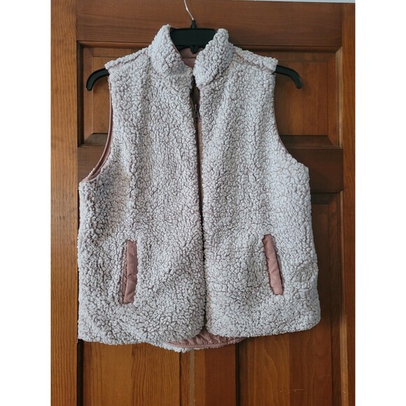 Thread & Supply Womens Size Medium Reversible Sherpa Vest Full Zip Dusty Pink - Picture 4 of 7